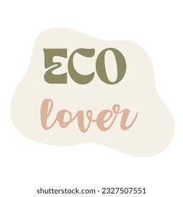 Diseño de parches de amante de los ecológicos. Ecoadhesivo con letras en colores pastel. Diseño de pegatinas de vectores