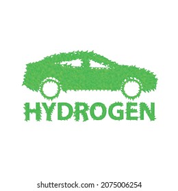 Máquina ecológica hecha de hojas H2, llenando la máquina con energía de hidrógeno. Vector