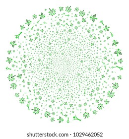 Eco Man explosion circle. Object pattern made from random eco man pictographs as exploding globula. Vector illustration style is flat iconic symbols.