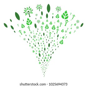 Eco Man fireworks fountain. Vector illustration style is flat iconic symbols. Object fountain done from random icons as eco man fireworks.