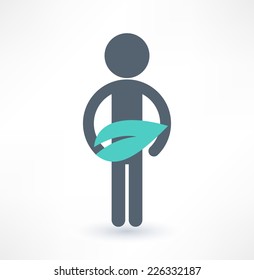 Eco man icon. Logo design.