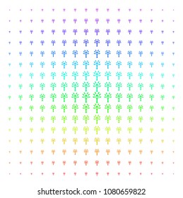 Eco Man icon rainbow colored halftone pattern. Vector eco man pictograms organized into halftone grid with vertical rainbow colors gradient. Designed for backgrounds, covers and abstraction concepts.