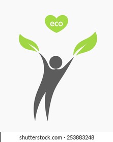 Eco man with leaf. Vector illustration