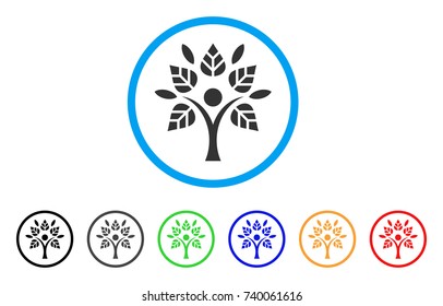 Eco Man rounded icon. Style is a flat gray symbol inside light blue circle with additional color variants. Eco Man vector designed for web and software interfaces.