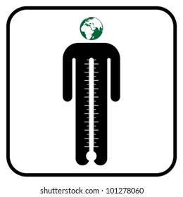 eco man symbol with thermometer or business man under stress, vector