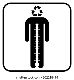 eco man symbol with thermometer, vector