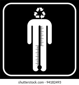 eco man symbol with thermometer, vector