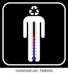 eco man symbol with thermometer, vector