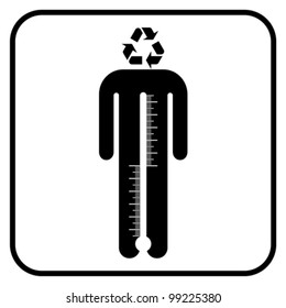 eco man symbol with thermometer, vector
