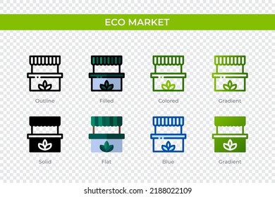 Eco market icon in different style. Eco market vector icons designed in outline, solid, colored, filled, gradient, and flat style. Symbol, logo illustration. Vector illustration