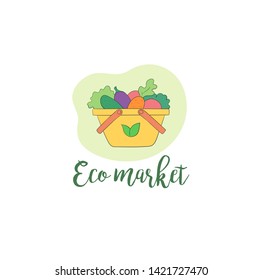 Eco market vegan food logo illustration
