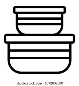 Icono de contenedor de material ecológico. Contorno el icono del vector del contenedor de material ecológico para el diseño web aislado en fondo blanco