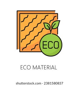 Eco material icon, wall thermal insulation. House construction energy save and heat protection line symbol, home facade thermal isolation system ecological material line vector pictogram or icon