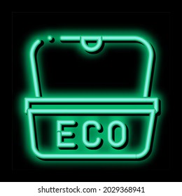 Eco Material Package For Street Food neon light sign vector. Glowing bright icon transparent symbol illustration