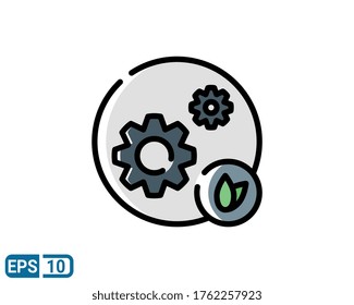 eco mechanism settings icon in filled line style isolated on white background. EPS 10