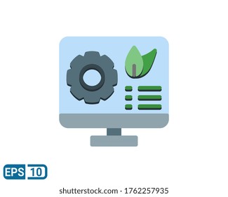 eco mechanism settings icon in flat style. vector illustration for graphic design, website, UI isolated on white background. Editable color. EPS 10