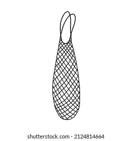 Eco Mesh Bag. Vector Doodle Shopping String Eco Bag.