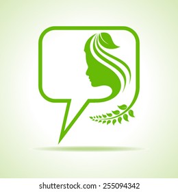 Eco message bubble icon with women face stock vector 