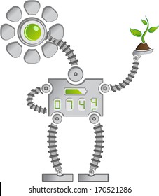 Eco Metal Sunflower Robot with Digits saving Plants