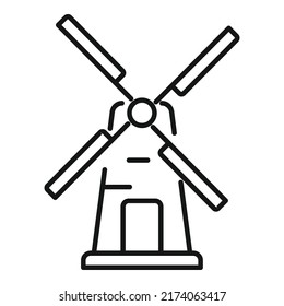 Eco mill icon outline vector. Nature clean. Solar plant