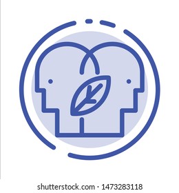 Eco, Eco Mind, Head, Mind Blue Dotted Line Line Icon