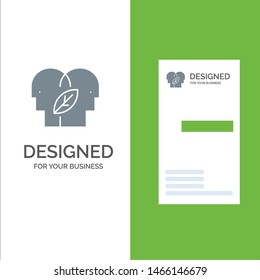 Eco, Eco Mind, Head, Mind Grey Logo Design and Business Card Template. Vector Icon Template background