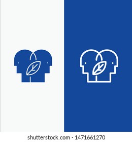 Eco, Eco Mind, Head, Mind Line and Glyph Solid icon Blue banner Line and Glyph Solid icon Blue banner