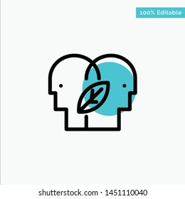 Eco, Eco Mind, Head, Mind turquoise highlight circle point Vector icon