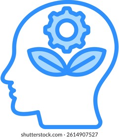 Eco Mind Icon Blue Color Vector Illustration