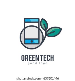 Eco Mobile Phone Simple Icon Logo Design