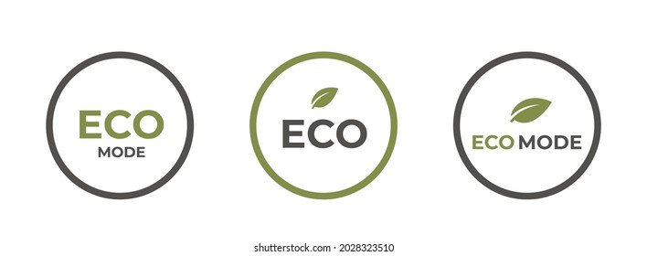 eco mode round icon set. eco friendly, environment and eco technology symbols. isolated vector color images