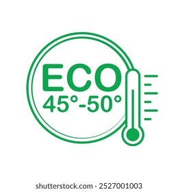 Eco mode: temperature 45-50°C, green thermometer icon with heat level.