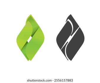 Eco modern logo icon leaf style design vector graphic illustration set, green recycle organic environment nature tech sign symbol and black white stamp silhouette logotype trendy image clip art