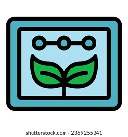Eco monitor icon outline vector. Leaf tech. Care power color flat