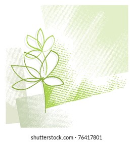 Eco motive (simple linear drawing, chalk technique, textured grunge background, vector)