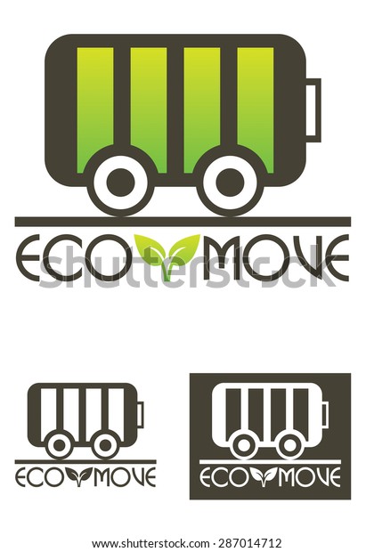 Eco Move vector logo template, a logo\
template representing an eco vehicle, suitable for clean energy\
related business, clean batteries,\
etc.