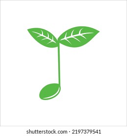 eco music note logo template design illustration. nature audio sign and symbol.