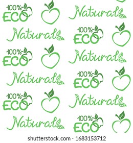 ECO, natural background. Vector seamless pattern for natural product, farm market, food market, eco friendly handmade product, natural product packaging. ECO, Bio, organic, natural products concept