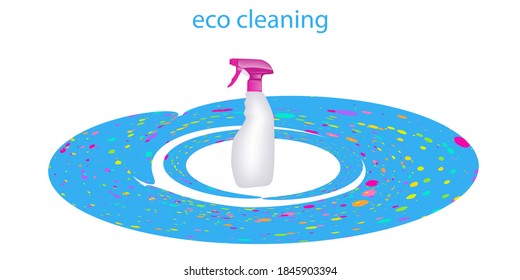 Eco natural cleaning agent, colored drops - vector. Green ecological cleaning. Zero waste lifestyle.