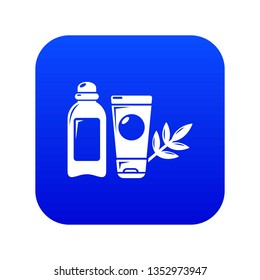 Eco natural cream icon blue vector isolated on white background