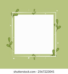 Eco, natural foliage frame, green, with blank space for text or design for text, invitations, greeting cards, print and web. Vector eps 10.