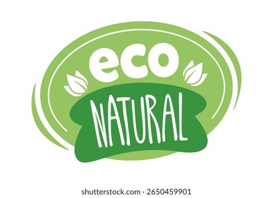 Eco natural food badge cartoon
