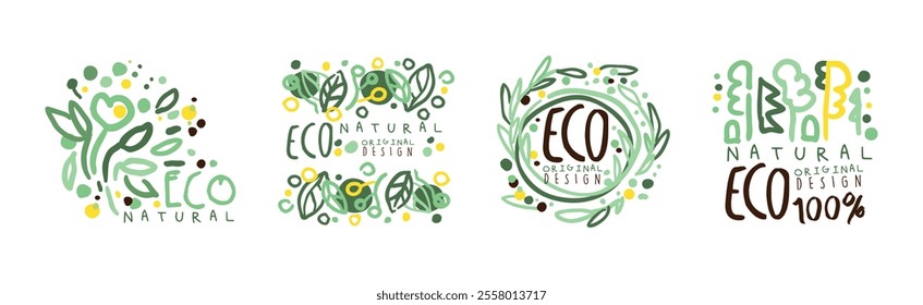 Eco Natural Labels and Logos Original Design Vector Set