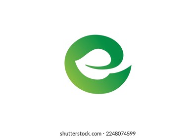 Eco Natural Letter E Green Leaf Logo Vector Symbol Design Illustration