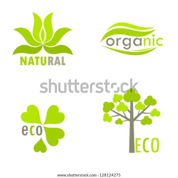 Eco Natural Organic Symbols Logos Tree Stock Vector (Royalty Free ...