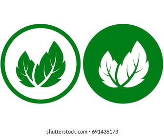 eco natural sign with green leaves icons