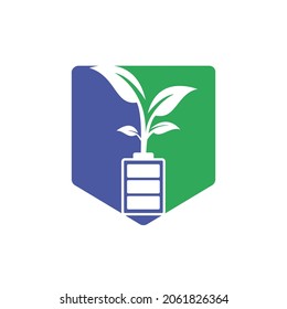 Eco nature and battery logo template design illustration design. Green energy logo template.	