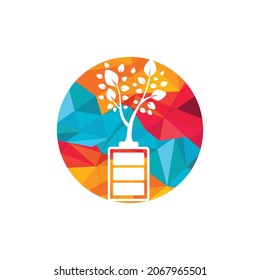 Eco nature and battery logo template design illustration design. Green energy logo template.	