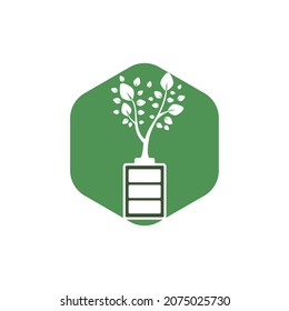 Eco nature and battery logo template design illustration design. Green energy logo template.	

