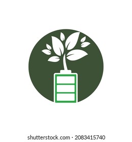 Eco nature and battery logo template design illustration design. Green energy logo template.	
